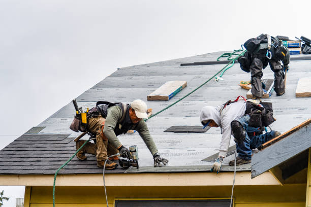 Professional Gutter Installation technician working in Three Bridges, NJ